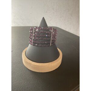 Purple Beaded Bracelet With Adjustable Wire Closure